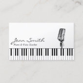 Carte De Visite Musical White Piano & Voice Enseignant Musique (Devant)