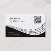 Carte De Visite Musician music staff and QR code black (Dos)
