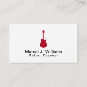 Carte De Visite Musicien Acoustique Rouge Guitare moderne Blanc (Devant)