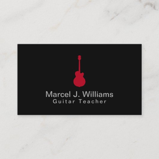 Carte De Visite Musicien Acoustique Rouge Guitare moderne Noir (Devant)