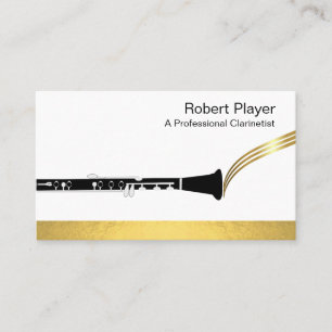 Carte De Visite Musicien Clarinet Player Audio Gold Sound Waves