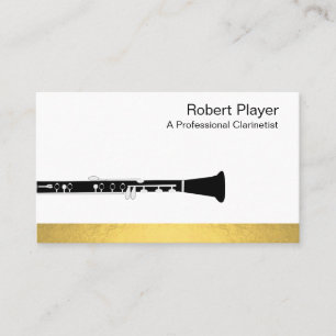 Carte De Visite Musicien Clarinet Player Audio Gold Sound Waves