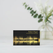 Carte De Visite Musicien Clarinet Player Audio Gold Sound Waves (Debout devant)