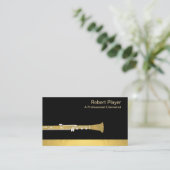 Carte De Visite Musicien Clarinet Player Audio Gold Sound Waves (Debout devant)