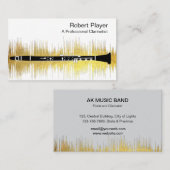 Carte De Visite Musicien Clarinet Player Audio Gold Sound Waves (Devant / Derrière)
