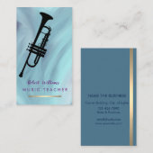 Carte De Visite Musicien de bande bleu d'instrument de trompette (Devant / Derrière)