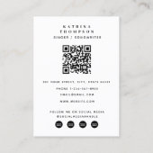 Carte De Visite Musicien de chanteuse moderne Photo Guitariste QR  (Dos)