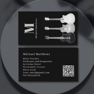 Carte De Visite Musicien de guitare Code QR personnalisé professio