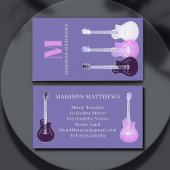 Carte De Visite Musicien de guitare professeur de musique violet