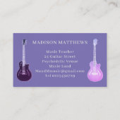 Carte De Visite Musicien de guitare professeur de musique violet (Dos)