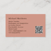 Carte De Visite Musicien de guitare professionnel Code QR personna (Dos)