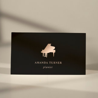 Carte De Visite Musicien de piano élégant Rose Gold Minimal