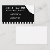 Carte De Visite Musicien de piano noir et blanc (Devant / Derrière)