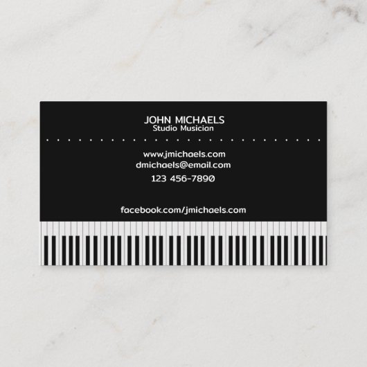 Carte De Visite Musicien de studio (Dos)