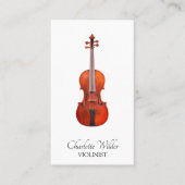 Carte De Visite Musicien de violon noir sur blanc (Devant)