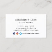 Carte De Visite Musicien Guitar Enseignant Aquarelle (Dos)