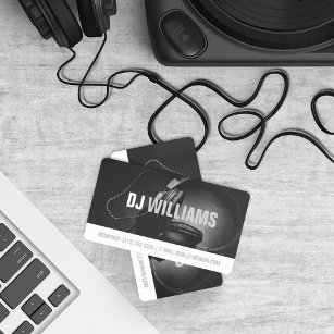 Carte De Visite Musicien moderne DJ DeeJay noir et blanc