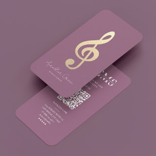 Carte De Visite Musicien Moderne Note de Musique Rose Poussiéreux