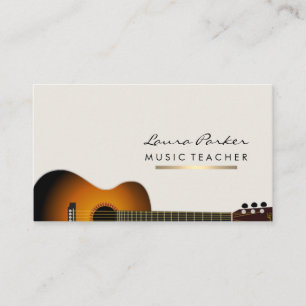 Carte De Visite Musicien Musique Enseignant Guitare instrument Or
