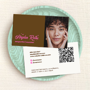 Carte De Visite Musicien Musique Songwriter Photo QR Code
