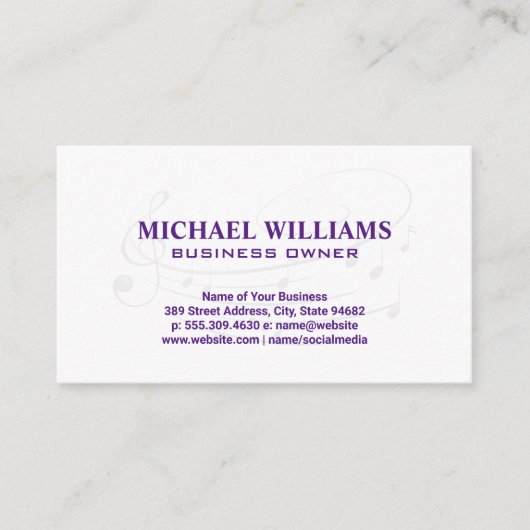 Carte De Visite Musicien | Notes musicales | Musique (Devant)