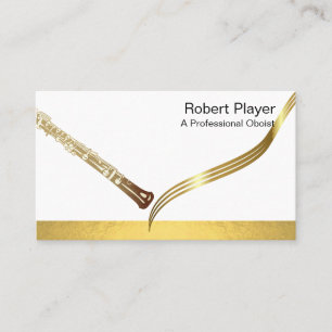 Carte De Visite Musicien Oboist Player Musique Gold Oboe Waves