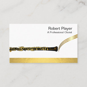 Carte De Visite Musicien Oboist Player Musique Gold Oboe Waves