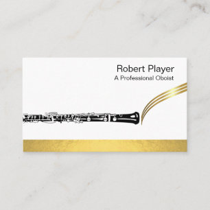 Carte De Visite Musicien Oboist Player Musique Gold Oboe Waves