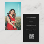 Carte De Visite Musicien photo personnalisé QR Code noir et blanc (Devant / Derrière)
