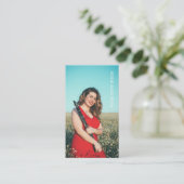 Carte De Visite Musicien photo personnalisé QR Code rose (Debout devant)