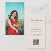 Carte De Visite Musicien photo personnalisé QR Code rose (Devant / Derrière)