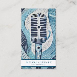 Carte De Visite Musicien Professeur de Guitare Chic Minimaliste Mo