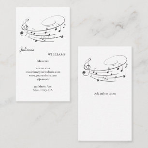 Carte De Visite Musicien Professeur de Musique Notes Portée Clé