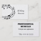Carte De Visite Musicien professionnel (Devant / Derrière)
