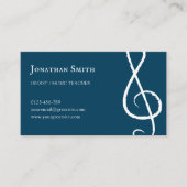 Carte De Visite Musicien professionnel Treble Clef Moderne Bleu (Devant)