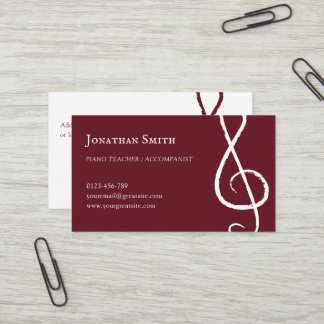 Carte De Visite Musicien professionnel Treble Clef Moderne Bourgog