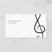 Carte De Visite Musicien professionnel Treble Clef moderne Noir (Dos)