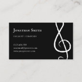 Carte De Visite Musicien professionnel Treble Clef moderne Noir (Devant)