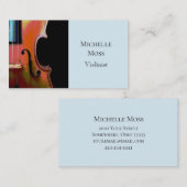 Carte De Visite Musicien professionnel violon bleu noir (Devant / Derrière)