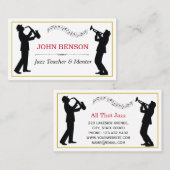 Carte De Visite Musique Classique Jazz Enseignant Silhouettes Noir (Devant / Derrière)
