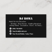 Carte De Visite Musique de DJ Professionnel (Dos)