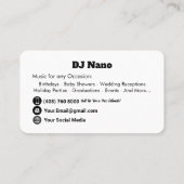 Carte De Visite Musique de DJs professionnels (Dos)