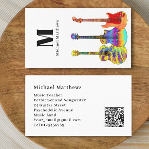 Carte De Visite Musique de guitare Musicien de musique QR Code