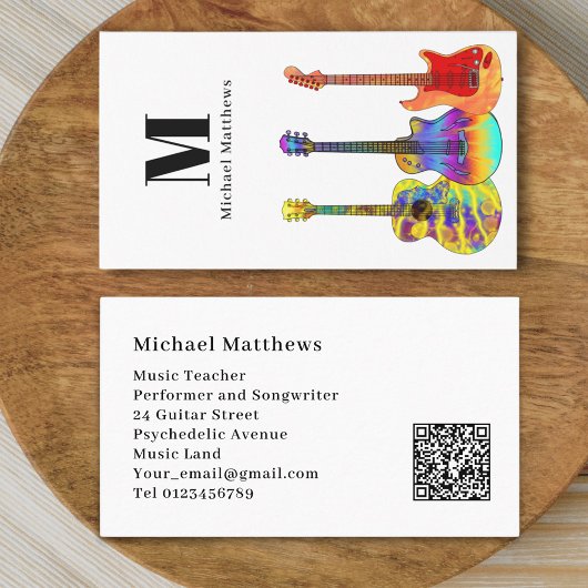 Carte De Visite Musique de guitare Musicien de musique QR Code