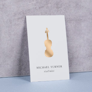 Carte De Visite Musique de Violon Doré Élégant Minimaliste 