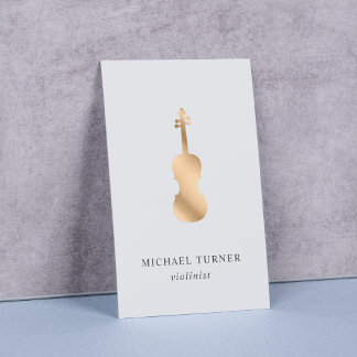 Carte De Visite Musique de Violon Doré Élégant Minimaliste 