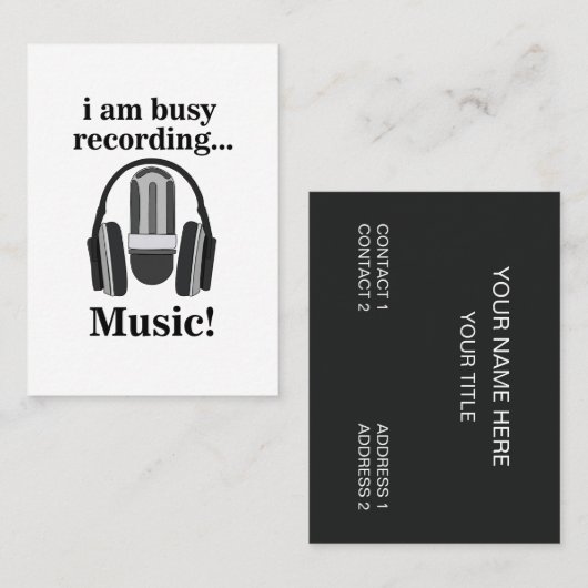 Carte De Visite Musique d'enregistrement du micro-casque (Devant / Derrière)