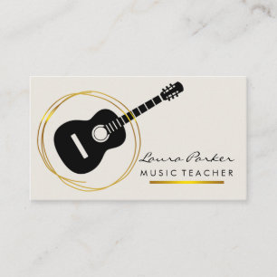 Carte De Visite Musique Enseignant Guitare Lecteur instrument Gold