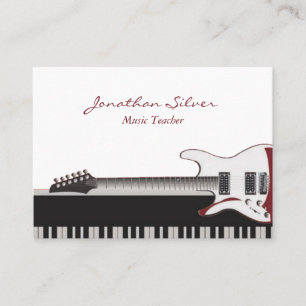 Carte De Visite Musique Enseignant Guitare & Touches de piano