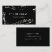 Carte De Visite Musique Enseignant Ligne Moderne Art Minimal Noir  (Devant / Derrière)
